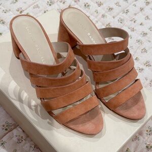 Loeffler Randall Pink Suede Block Heel Sandals 7